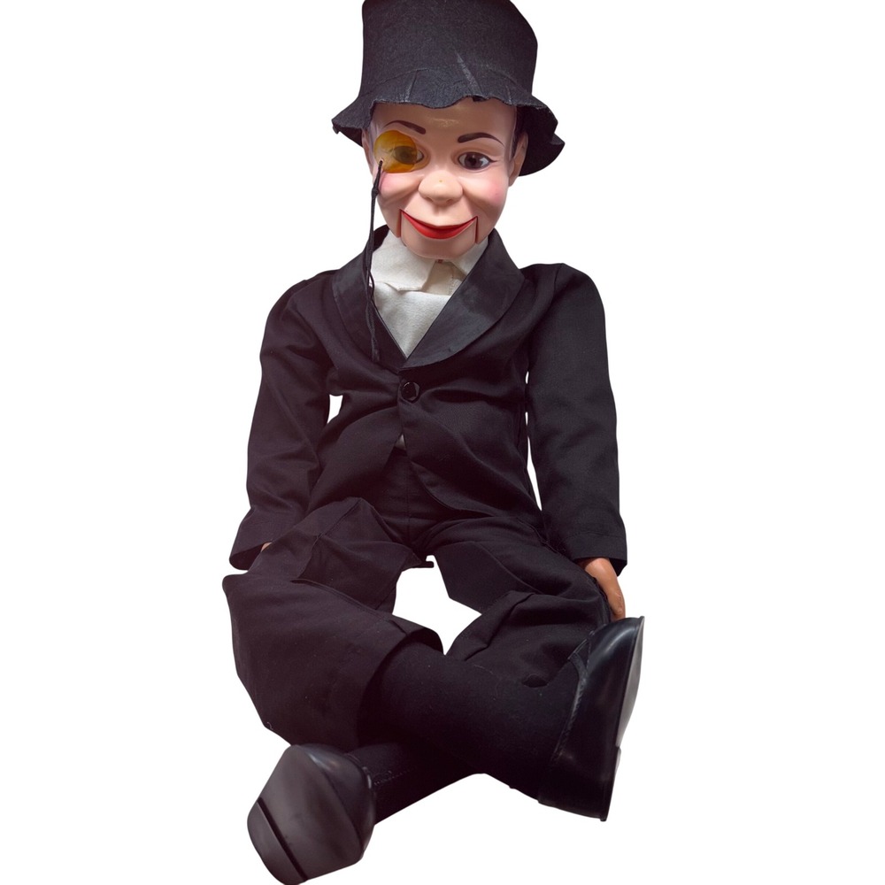 1977 Vintage Charlie McCarthy Ventriloquist Dummy Doll 30in Black Suit